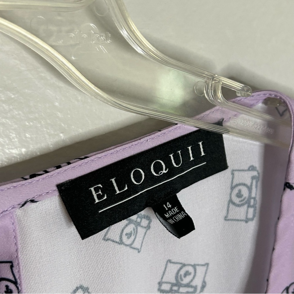 Eloquii Short Flutter Sleeve Blouse Camera Print … - image 3